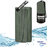 Serviette Microfibre Verte Kaki – Plage, Sport & Voyage | Ultra-Absorbante & Compacte | Smart Towel