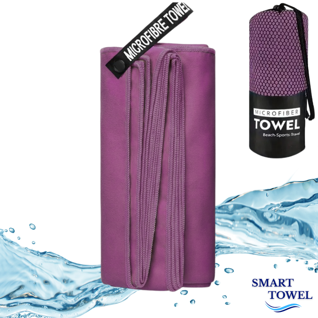 Serviette Microfibre Violette – Plage, Sport & Voyage | Ultra-Absorbante & Compacte | Smart Towel