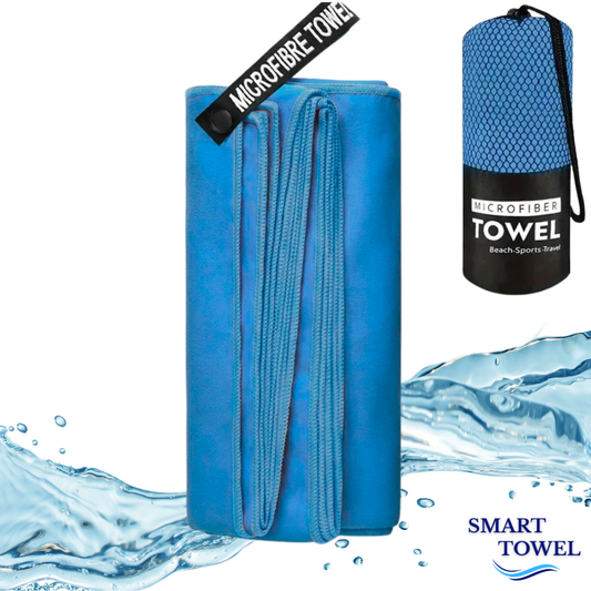 Serviette Microfibre Bleu Clair – Plage, Sport & Voyage | Ultra-Absorbante & Compacte | Smart Towel