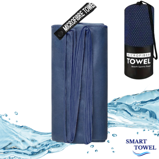Serviette Microfibre Bleu Nuit – Plage, Sport & Voyage | Ultra-Absorbante & Compacte | Smart Towel
