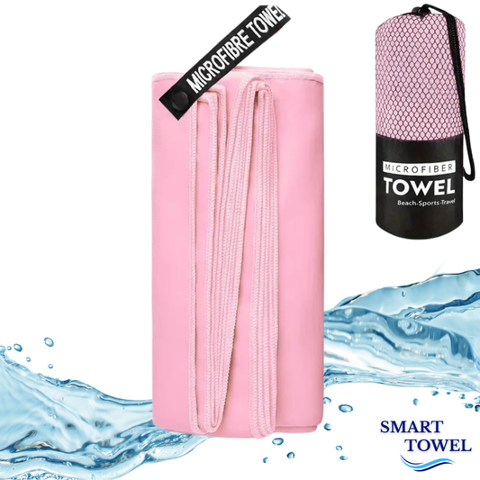 Serviette Microfibre Rose Pastel – Plage, Sport & Voyage | Ultra-Absorbante & Compacte | Smart Towel