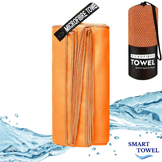 Serviette Microfibre Orange – Plage, Sport & Voyage | Ultra-Absorbante & Compacte | Smart Towel
